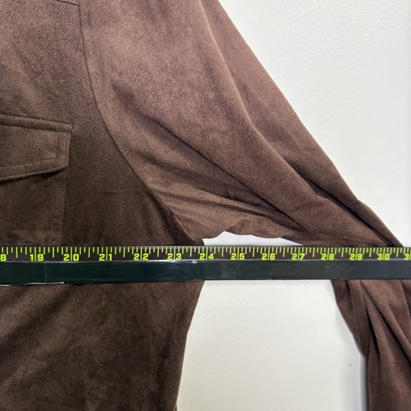 Susan Graver Womens Top XL Brown Faux Suede Button Ruffle Western Country Ranch - Picture 8 of 12